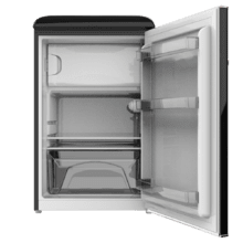 Bolero CoolMarket TT Origin 110 Black E Mini frigorífico retro TT Origin Black con capacidad de 110L, clase E, ICEBOX, Luz interior y tirador gold rose.