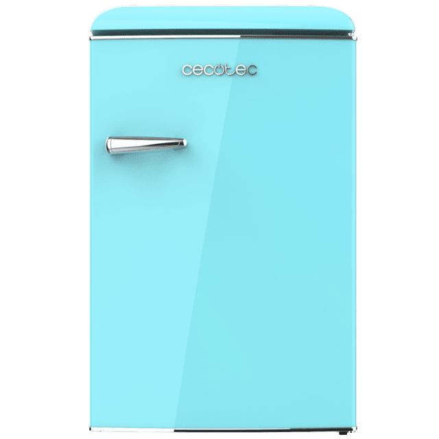 Bolero CoolMarket TT Origin 110 Blue E Mini refrigerador retrô com capacidade de 110L, classe E, ICEBOX, LED interno, alça cromada e bandejas de vidro.