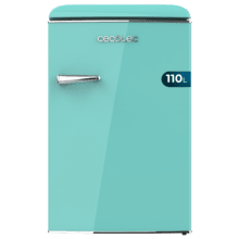 Bolero CoolMarket TT Origin 110 Green E Mini refrigerador retrô com capacidade de 110L, classe E, ICEBOX, LED interno, alça cromada e bandejas de vidro.