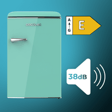 Bolero CoolMarket TT Origin 110 Green E Mini frigorífico retro TT Origin Green con capacidad de 110L, clase E, ICEBOX, Luz interior.