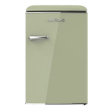 Bolero CoolMarket TT Origin 110 Green E Mini frigorífico retro con capacidad de 110L, clase E, ICEBOX, LED interior, tirador cromado y bandejas cristal.