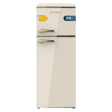 Bolero CoolMarket 2D Origin 215 Beige E Frigorífico retro 2D Origin Red con capacidad de 215L, clase E, Luz interior, tirador gold, bandejas cristal y control de temperatura.