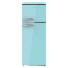 Bolero CoolMarket 2D Origin 215 Blue E Frigorífico Retro con capacidad de 215L, clase E, Luz interior, tirador cromado, bandejas cristal y control de temperatura.
