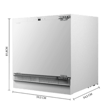 Frigorifico Bolero CoolMarket TT BI 138 White E Mini frigorífico encastrável de 138 litros de capacidade, classe E, ecrã tátil e Fast Cooling.