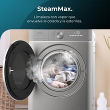 Bolero DressCode 9800 Inverter Steel Uma Máquina de lavar em aço com abertura frontal, 9 kg de capacidade e 1400 rpm, Classe A, 16 programas, Motor Inverter Plus, SteamMax, OnSmart, SpaCare, Fuzzy Logic e display touch XXL.