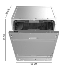 Bolero Aguazero 6500 Full-BI C Lavavajillas Bolero integrable de 60cm, 15 cubiertos, tercera bandeja, 6 programas con Dual Zone Wash, O2 Dry, Motor Inverter Plus y comienzo diferido.