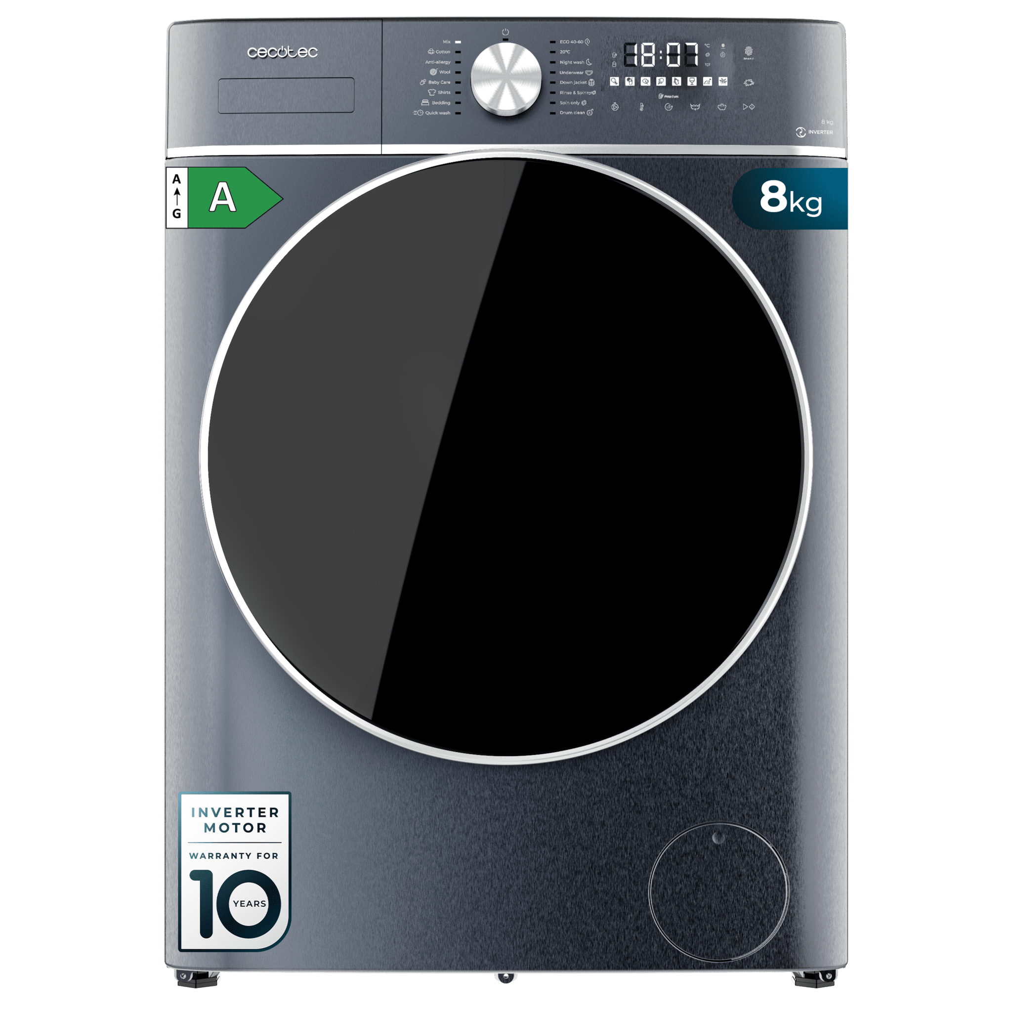 Bolero DressCode 8800 Inverter Ice Blue A Lavatrice a carica frontale con capacità di 8 kg e 1400 giri/min, Classe A, 16 programmi, Motore Inverter Plus, SteamMax, lavaggio intelligente e rilevatore di carico.