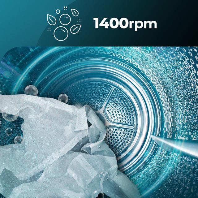 Bolero DressCode 10800 Inverter Ice Blue A Lavadora de carga frontal de 10kg de capacidad y 1400rpm, Clase A, 16 programas, Motor Inverter Plus, SteamMax, lavado inteligente y detector de carga.