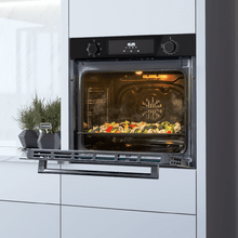 Bolero Hexa M226000 Vidro Preto Forno Multifunções Integrado com 72L de capacidade, 7 funções, Grelhador, Descongelar, Auxiliar de Vapor, 2800W.