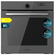 Bolero Hexa AF316000 Glass Grey Forno Airfryer Glass Grey integrado com capacidade de 81L, 11 funções com Airfryer Master, Pizza Master, Steam Assist, Steam EasyClean, cozimento 3D, Classe A.