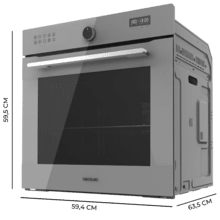 Bolero Hexa AF316000 Glass Grey Forno Airfryer Glass Grey integrado com capacidade de 81L, 11 funções com Airfryer Master, Pizza Master, Steam Assist, Steam EasyClean, cozimento 3D, Classe A.