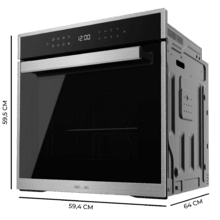 Bolero Hexa P506000 Edge A+ Forno de encastrar Pirolítico Edge de 81 L de capacidade, 11 funções com Airfryer Master, Pizza Master, 3D Cooking, Steam Base X2, Pirólisis, Classe A+.