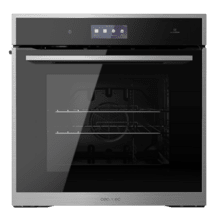 Forno a vapor embutido Bolero Hexa S606000 Edge TFT A++. Capacidade de 81 litros e 12 funções. Entre os recursos, destacam-se as tecnologias Steam Master (100% vapor), Steam Assist, Steam EasyClean, Airfryer Master e Pizza Master. Tela TFT de 6,8", classificação energética A++, prateleiras telescópicas e sonda de temperatura. Inclui pedra para pizza e cesto para fritadeira a ar.