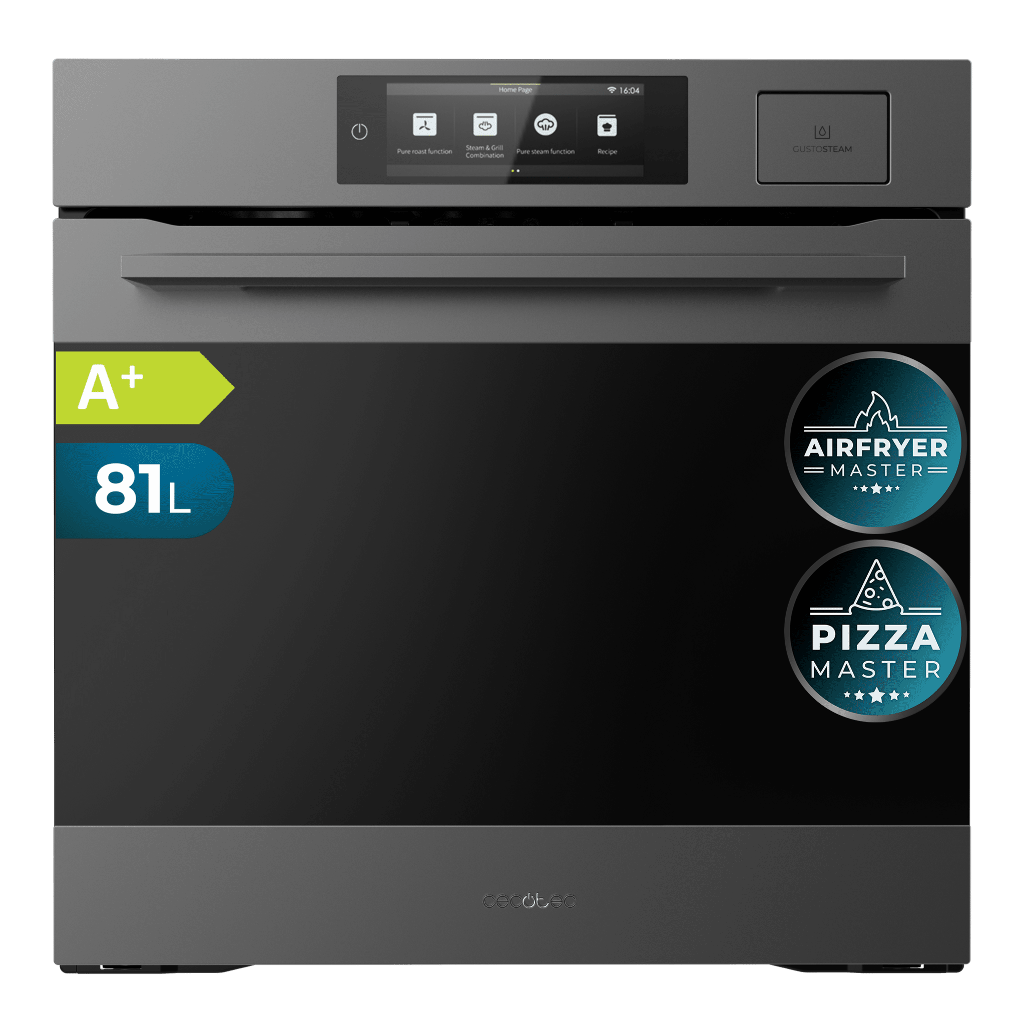 Bolero Hexa S606000 Matt TFT A++Horno integrable a Vapor Edge de 81 L de capacidad con 12 funciones. Incluye tecnologías Steam Master (100% Vapor), Steam Assist, Steam EasyClean, Airfryer Master y Pizza Master. Pantalla TFT de 6,8", Clase A++, guías telescópicas y sonda térmica. Incluye Pizza Stone y Airfryer Basket.