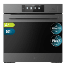 Bolero Hexa S606000 Matt TFT A++ Horno integrable a Vapor Edge de 81 L de capacidad con 12 funciones. Incluye tecnologías Steam Master (100% Vapor), Steam Assist, Steam EasyClean, Airfryer Master y Pizza Master. Pantalla TFT de 6,8", Clase A++, guías telescópicas y sonda térmica. Incluye Pizza Stone y Airfryer Basket.