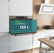 Bolero Hexa AF319000 Inox A Four encastrable Airfryer Inox de 133 L de capacité, 11 fonctions avec Airfryer Master, Pizza Master, Steam Asisst, Steam EasyClean, 3D cooking, Classe A.