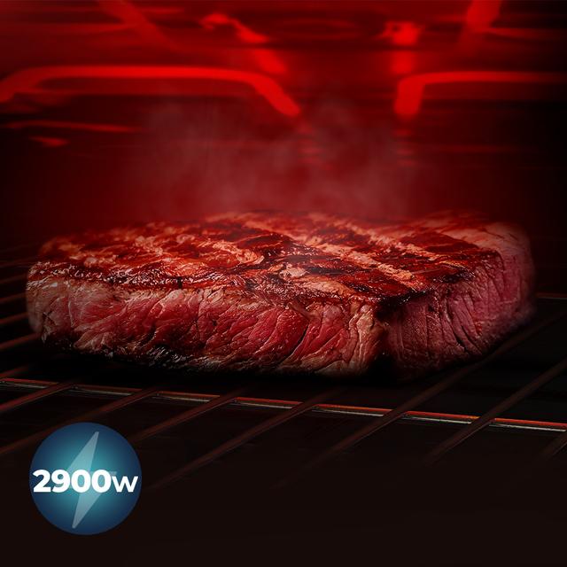 Bolero Hexa SM406000 Edge+ A+ Forno Steak Master Multifunções Integrado com 72 l de capacidade, 12 funções com Pizza Master, Modo Eco e Descongelamento, Temporizador Electrónico, 2900 W.