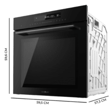 Bolero Hexa SM406000 Glass Black A+ Horno Integrable Multifunción Glass Black Meat Master de 72 l de capacidad, 12 funciones, Pizza Master, Modo Eco y Defrost, Electronic Timer, 2900 W.