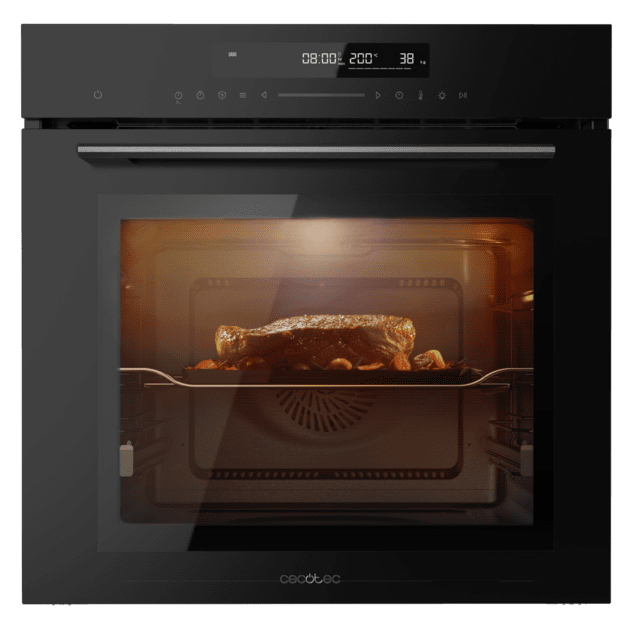 Bolero Hexa SM406000 Glass Black A+ Horno Integrable Multifunción Glass Black Meat Master de 72 l de capacidad, 12 funciones, Pizza Master, Modo Eco y Defrost, Electronic Timer, 2900 W.