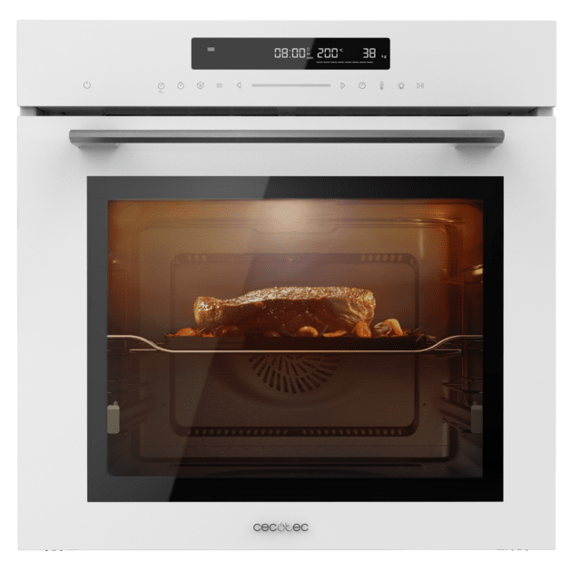 Bolero Hexa SM406000 Glass White A+ Horno Integrable Multifunción Glass White Meat Master de 72 l de capacidad, 12 funciones , Pizza Master, Modo Eco y Defrost, Electronic Timer, 2900 W.