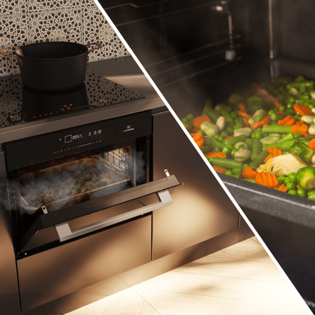 Bolero Hexa MWS704500 Glass Black Forno micro-ondas de encastrar 50 L de capacidade, 20 funções com Full Steam, Modo ECO, Defrost, Steam EasyClean, Temporizador eletrónico, 2880 W.