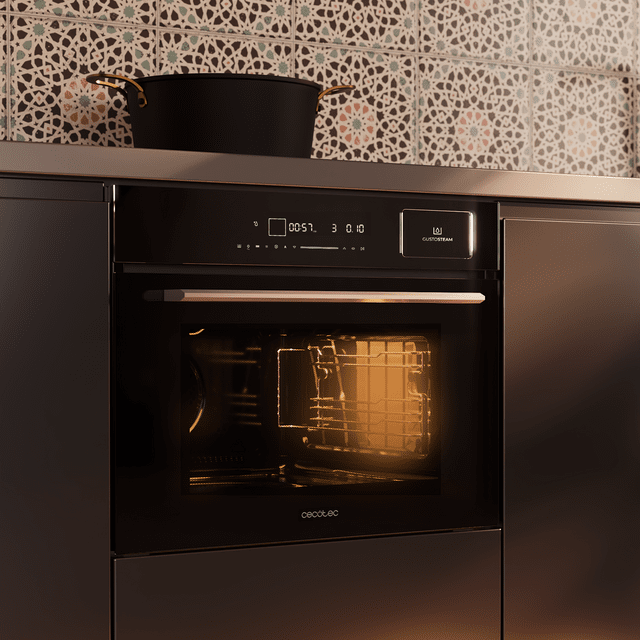 Bolero Hexa MWS704500 Glass Black Forno micro-ondas de encastrar 50 L de capacidade, 20 funções com Full Steam, Modo ECO, Defrost, Steam EasyClean, Temporizador eletrónico, 2880 W.