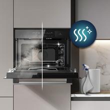 Bolero Hexa MWS704500 Forno a microonde integrato in vetro nero con capacità di 50 litri, 20 funzioni con vapore completo, modalità Eco, scongelamento, vapore EasyClean, timer elettronico, 2880 W.