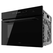 Bolero Hexa MWS704500 Forno a microonde integrato in vetro nero con capacità di 50 litri, 20 funzioni con vapore completo, modalità Eco, scongelamento, vapore EasyClean, timer elettronico, 2880 W.
