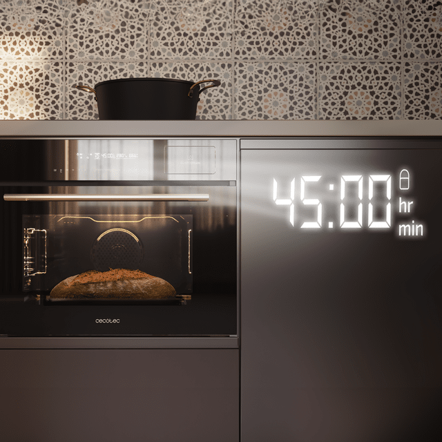 Bolero Hexa MWS704500 Glass Black Horno Integrable Microondas de 50L de capacidad, 20 funciones con Full Steam, Modo Eco, Defrost, Steam EasyClean, Electronic Timer, 2880W.