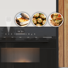 Bolero Hexa MW703800 Glasschwarzer integrierter Glasschwarz-Mikrowellenherd mit 34 l Fassungsvermögen mit Mikrowellenfunktion, Grillmodus, Auftauen, automatischem Menü, Schnellkochen, elektronischem Timer.