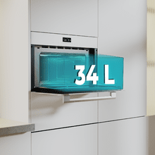 Bolero Hexa MW703800 Glass White Microondas Integrable Glass White de 34L de capacidad con función microondas, Modo Grill, Defrost, Auto Menú, Speed cooking, Electronic Timer.