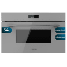 Bolero Hexa MW703800 Glass Grey Microondas Integrable Glass Grey de 34L de capacidad con función microondas, Modo Grill, Defrost, Auto Menú, Speed cooking, Electronic Timer.
