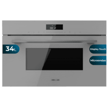 Bolero Hexa MW703800 Glass Grey Horno Integrable Microondas Glass Grey de 34L de capacidad con función microondas, Modo Grill, Defrost, Auto Menú, Speed cooking, Electronic Timer.