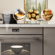 Bolero Hexa MW703800 Glasgrauer integrierter glasgrauer Mikrowellenherd mit 34 l Fassungsvermögen mit Mikrowellenfunktion, Grillmodus, Auftauen, automatischem Menü, Schnellkochen, elektronischem Timer.
