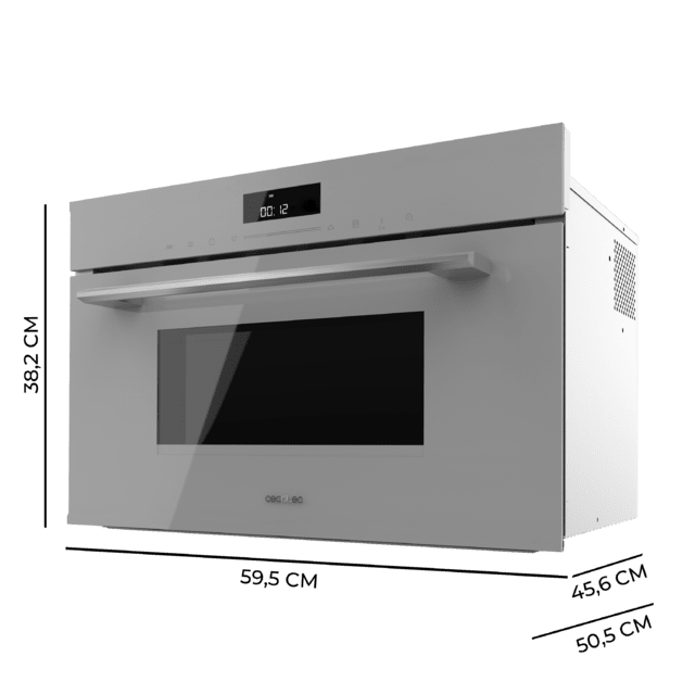 Bolero Hexa MW703800 Glass Grey Microondas Integrable Glass Grey de 34L de capacidad con función microondas, Modo Grill, Defrost, Auto Menú, Speed cooking, Electronic Timer.