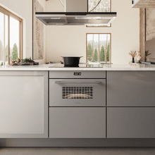 Bolero Hexa MW703800 Glasgrauer integrierter glasgrauer Mikrowellenherd mit 34 l Fassungsvermögen mit Mikrowellenfunktion, Grillmodus, Auftauen, automatischem Menü, Schnellkochen, elektronischem Timer.