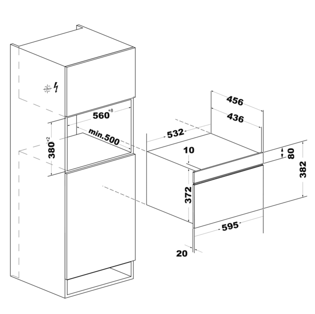 Bolero Hexa MWO703800 Line Horno Integrable Microondas Line de 34L de capacidad con función Microondas, Convencción, Modo Grill, Defrost, Auto Menú, Speed cooking, Electronic Timer.