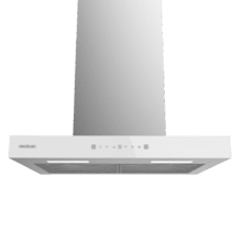 Cappa T Bolero Flux TT 605500 Glass White A++ larga 60 cm, finitura frontale in vetro bianco, potenza di aspirazione di 550 m3/h, motore da 70 W, classe A++, controllo touch, 3 livelli di potenza, Booster, luce, filtro a carbone attivo, Hand Movement Control e Delay Function.