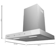 T-Dunstabzugshaube Bolero Flux TT 605500 Glas Weiß A++ 60cm breit, weiße Glasfront, Saugleistung 550m3/h, Motor 70W, Klasse A++, Touch Control, 3 Leistungsstufen, Booster, Licht, Aktivkohlefilter, Handbewegungssteuerung und Delay-Funktion.