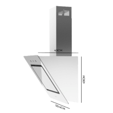 Bolero Flux DT 608002 Glass White A++ Campana decorativa de 60cm de ancho, acabado frontal vidrio blanco, chimenea inox, succión 800m3/h, Motor 210W, Clase A++, control táctil, 3 niveles de potencia, Booster, luz, filtro de carbono, Hand Movement Control y Delay Function.