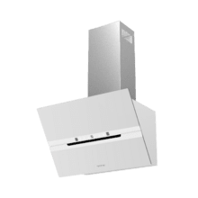 Bolero Flux DT 608010 Glass White A++ Campana decorativa de 60cm de ancho, acabado frontal vidrio blanco, chimenea inox, succión 800m3/h, Motor 210W, Clase A++, control táctil, 3 niveles de potencia, Booster, luz, filtro de carbono, Apertura automática, Hand Movement Control y Delay Function.