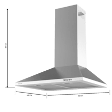 Bolero Flux PM 604300 Inox C Campana extractora piramidal de 60 cm de ancho, acabado inox, succión 430m3/h , Motor 105W, Clase C, control mecánico, 3 niveles de potencia, Luz y filtro de aluminio.