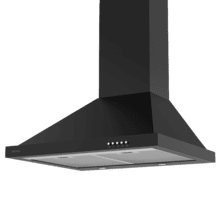 Bolero Flux PM 604300 Black C Campana extractora piramidal de 60 cm de ancho, acabado negro, succión 430m3/h , Motor 105W, Clase C, control mecánico, 3 niveles de potencia, Luz y filtro de aluminio.