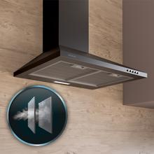 Bolero Flux PM 604300 Black C Campana extractora piramidal de 60 cm de ancho, acabado negro, succión 430m3/h , Motor 105W, Clase C, control mecánico, 3 niveles de potencia, Luz y filtro de aluminio.