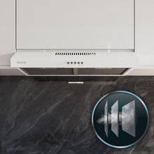 Bolero Flux CM 602200 White B Campana extractora convencional de 60cm de ancho, acabado blanco, potencia succión 220m3/h, Motor 70W, Clase B, control mecánico, 3 niveles de potencia y luz.