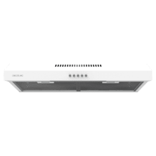 Bolero Flux CM 602200 White B Campana extractora convencional de 60cm de ancho, acabado blanco, potencia succión 220m3/h, Motor 70W, Clase B, control mecánico, 3 niveles de potencia y luz.