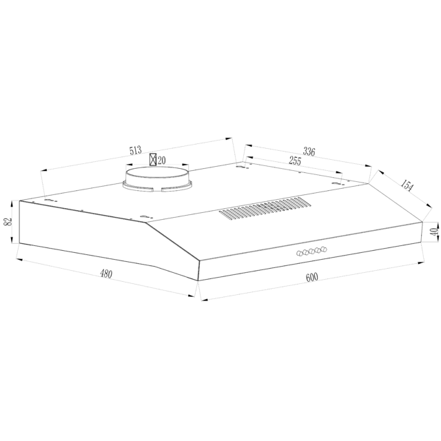 Flux CM 602200 Black B Konventionelle Dunstabzugshaube, 60 cm breit, schwarz lackiert, Saugleistung 220 m3/Std, Motor 70 W, Klasse B, mechanische Steuerung, 3 Leistungsstufen und Licht.