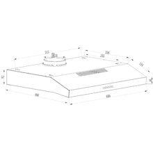 Flux CM 602200 Black B Konventionelle Dunstabzugshaube, 60 cm breit, schwarz lackiert, Saugleistung 220 m3/Std, Motor 70 W, Klasse B, mechanische Steuerung, 3 Leistungsstufen und Licht.