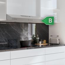 Bolero Flux CM 602200 Inox B Campana extractora convencional de 60cm de ancho, acabado inox, potencia succión 220m3/h, Motor 70W, Clase B, control mecánico, 3 niveles de potencia y luz.