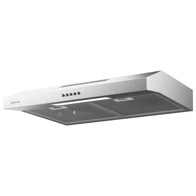 Bolero Flux CM 602200 Inox B Campana extractora convencional de 60cm de ancho, acabado inox, potencia succión 220m3/h, Motor 70W, Clase B, control mecánico, 3 niveles de potencia y luz.